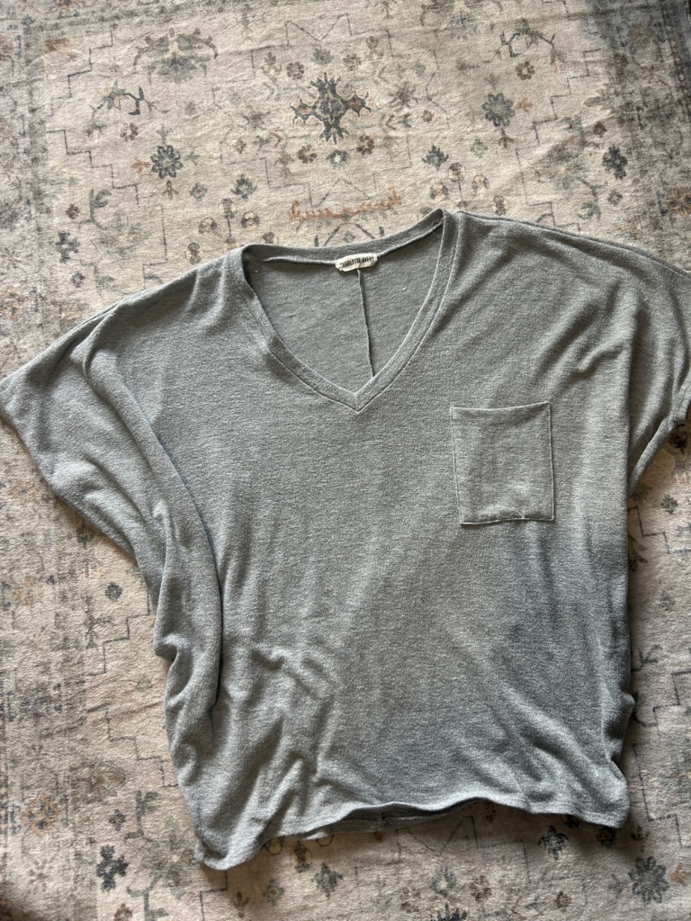 Women's Light Gray V-Neck Pocket Tee